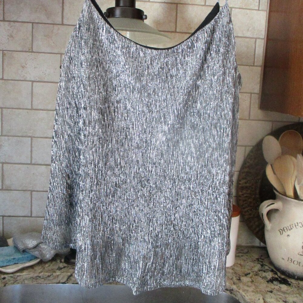 Shimmering Strappy Cami Black & Silver top Size XS Lined Lovemarks